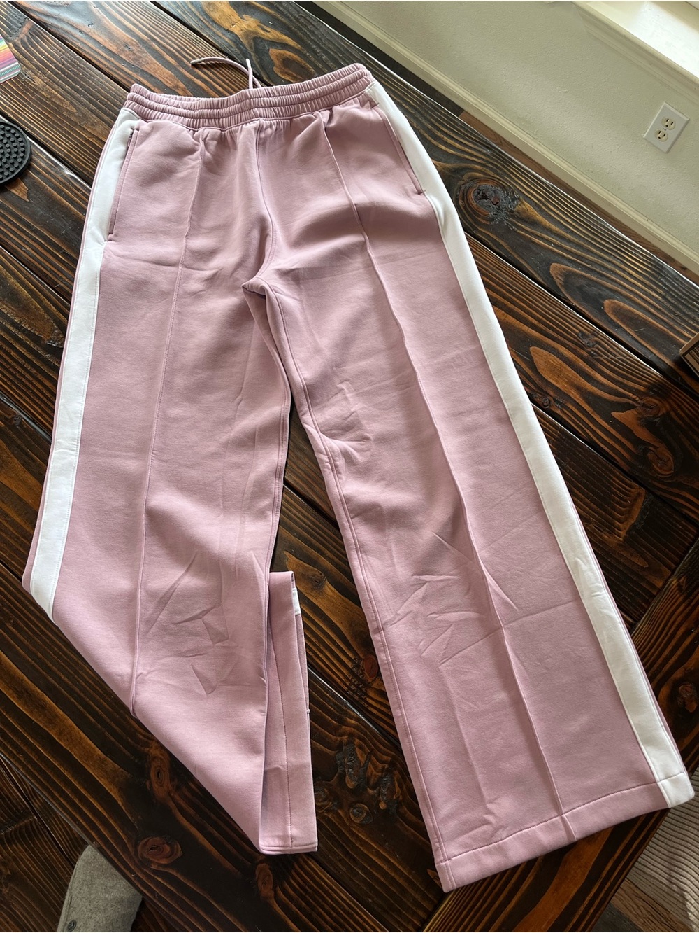 YPB by Abercrombie Women's Mauve Track Pants with White Side Stripe